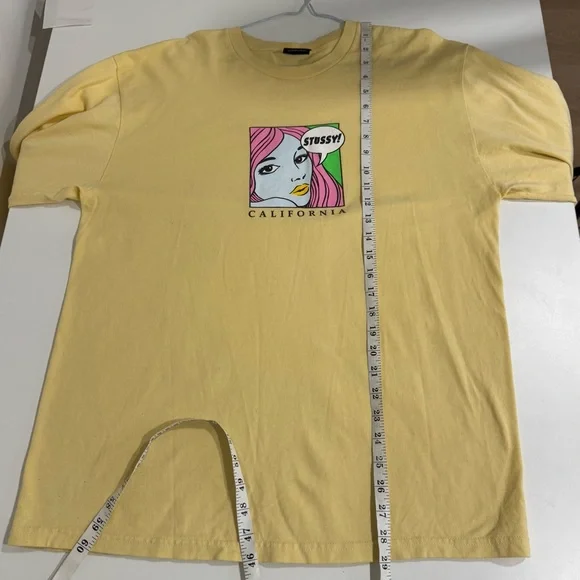 Stussy California Long Sleeve Pop Art Long Sleeve T-shirt L Pastel Yellow - Picture 9 of 9
